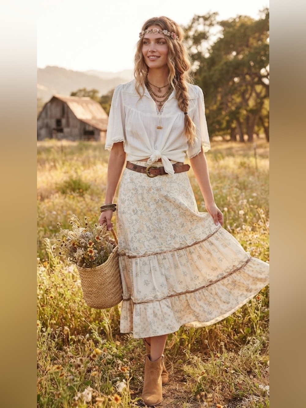 Vintage Gunne Sax Floral Cottagecore Prairie Skirt SZ 9 with Coordinated Top